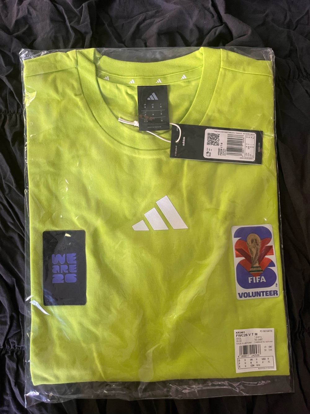 adidas Neon Lime FIFA World Cup 2026 Volunteer Tee with White Logo